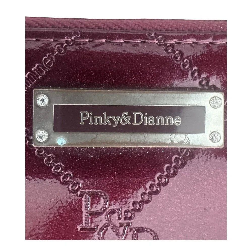 Pinky & Dianne Patent Leather Elegant Burgundy Wine Long Zipper Wallet